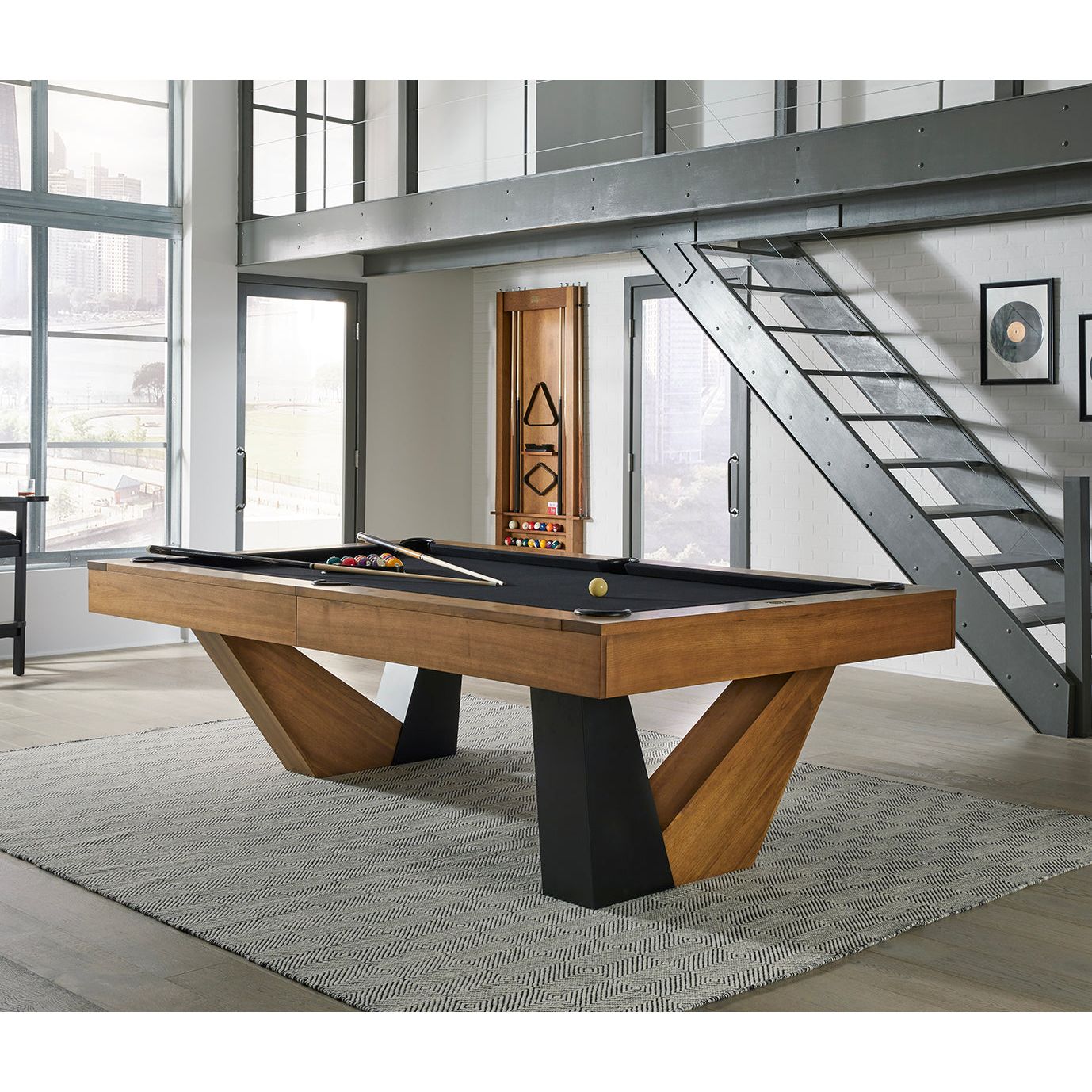 American Heritage Annex Slate Pool Table Brushed Walnut